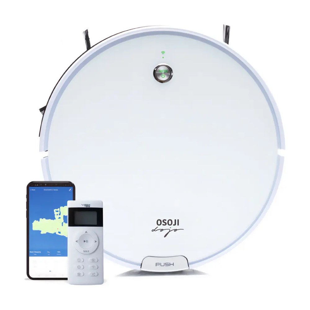 Aspiradora robot Osoji Dojo D990 blanca con control remoto