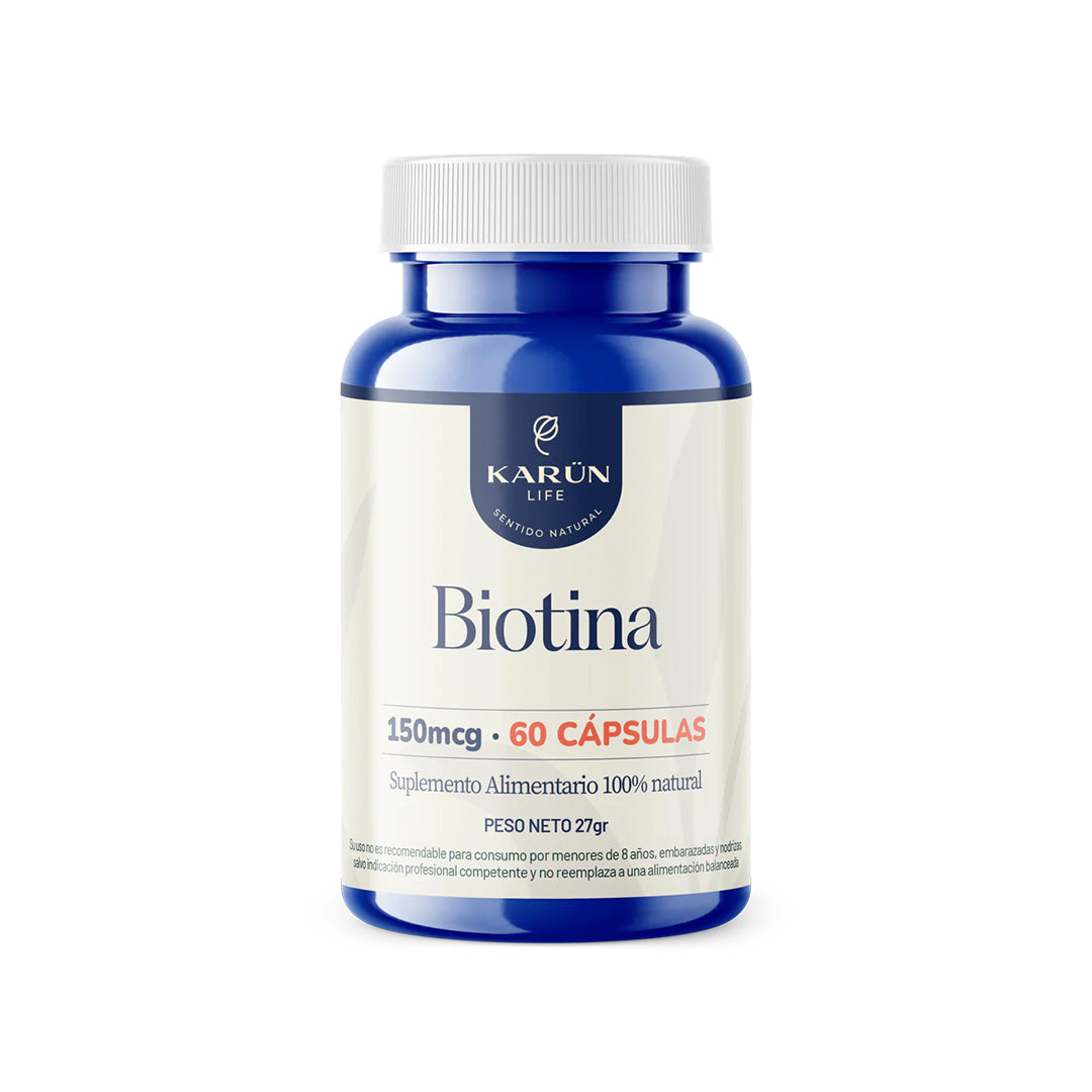 Biotina Karun Life 150 mcg de 60 cápsulas, la mejor vitamina para el pelo y uñas del ranking