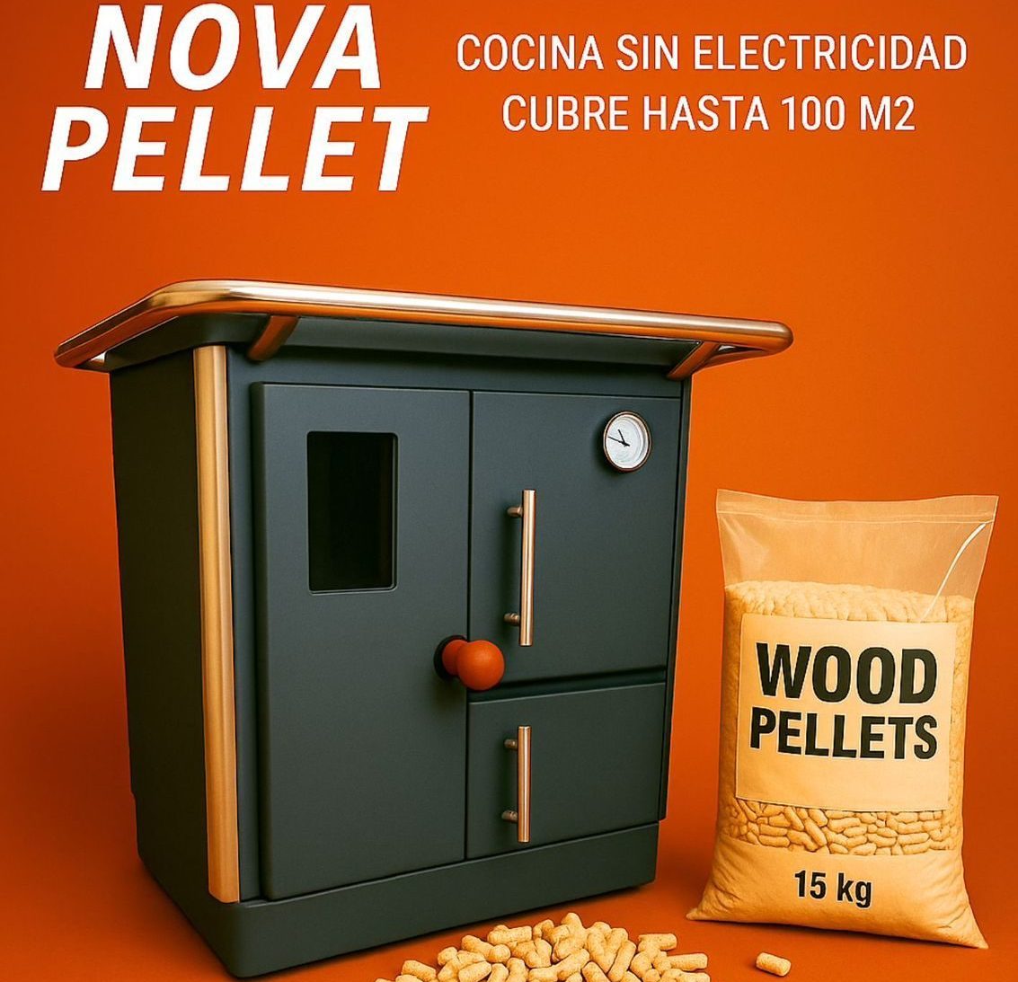 Cocina a pellet no eléctrica Novapellet en Comercial Heck