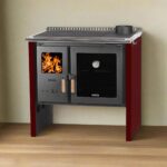 Cocina a leña Bosca Hestia 90 burdeo con horno de 67 litros