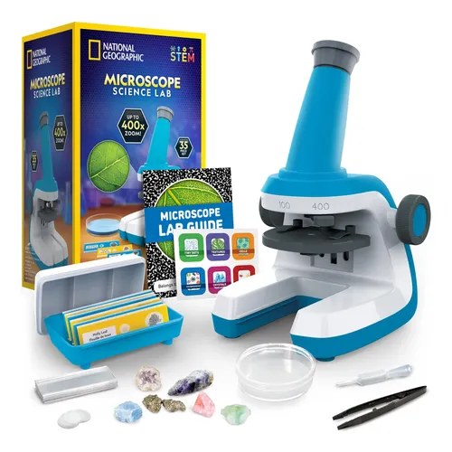 Microscopio National Geographic para niños, kit científico 400x