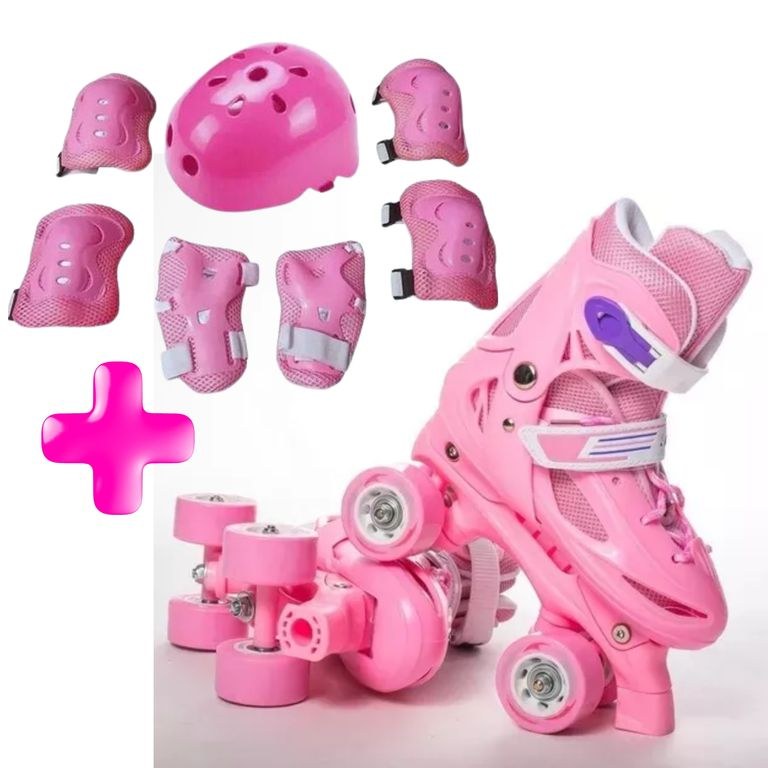 Patines de niña con protecciones y casco