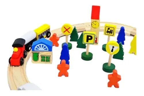 Tren y pista de madera 48 piezas