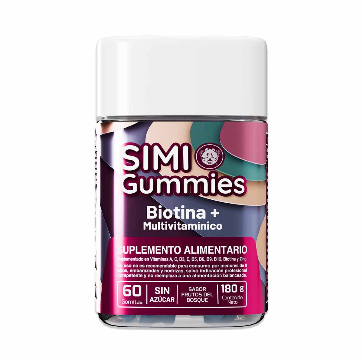 Simi Gummies de biotina y multivitamínico sin azúcar, 60 gomitas
