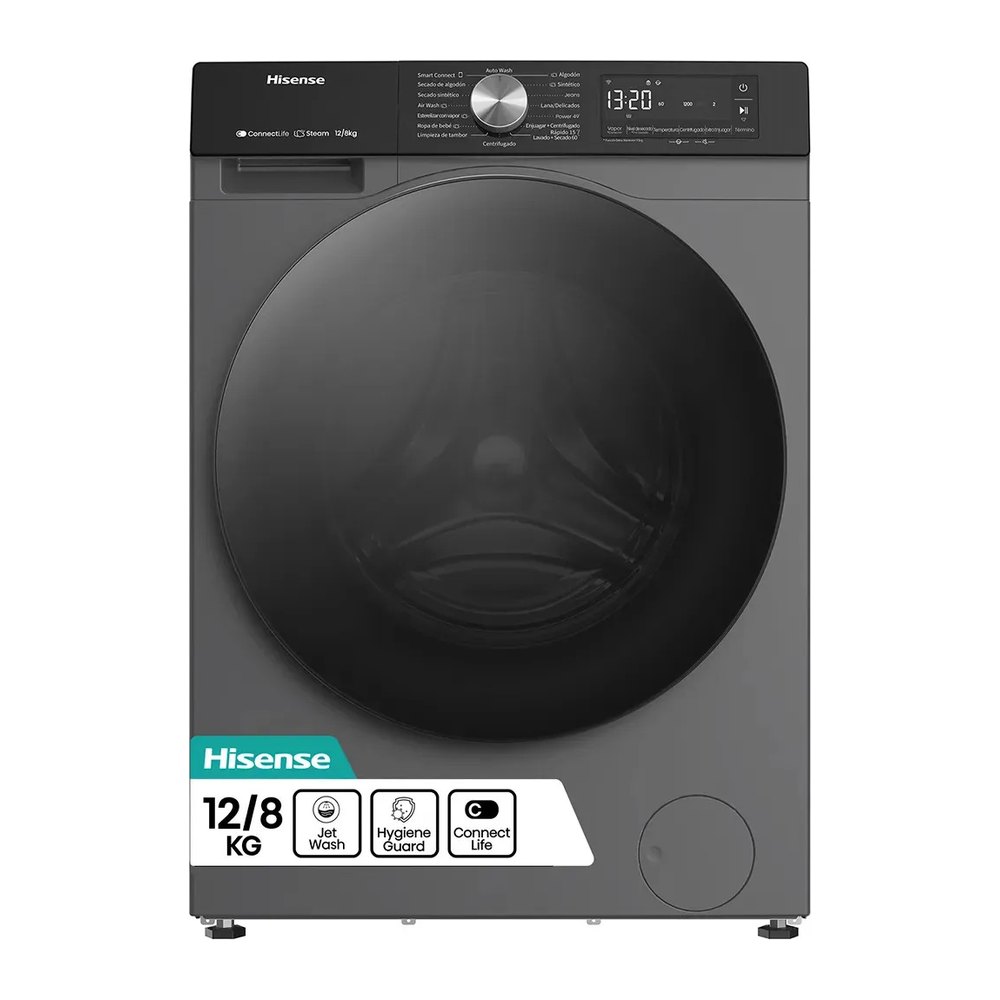 Lavadora secadora Hisense WD3S1243BT1 de 12/8 kg, gris oscuro