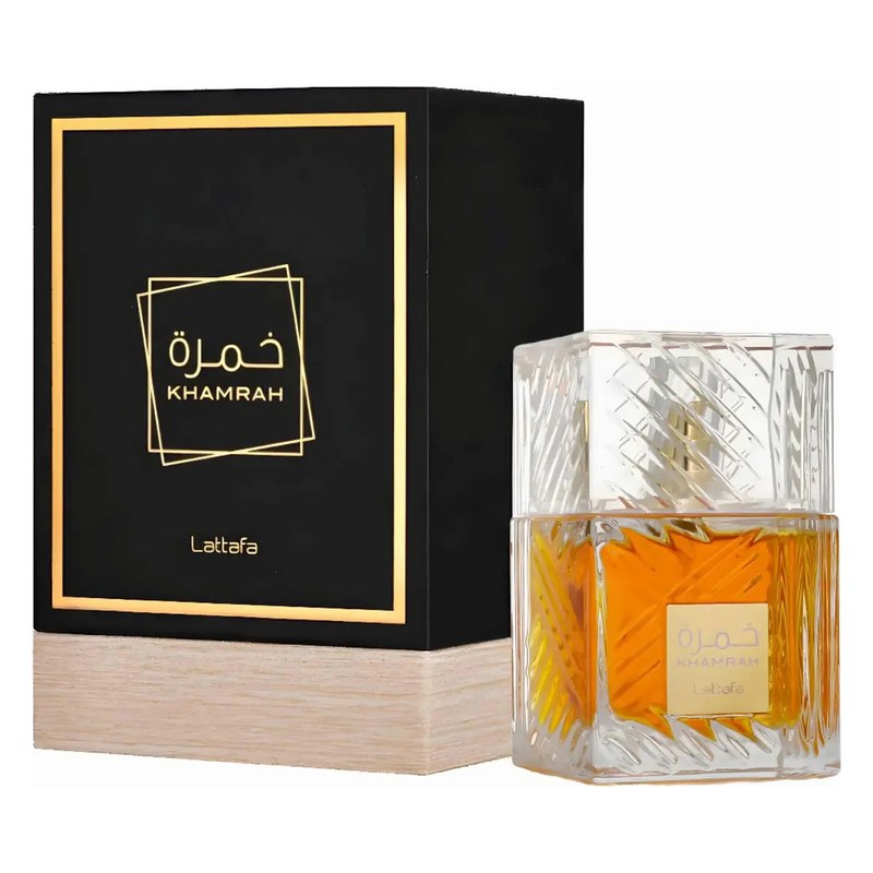Perfume Lattafa Khamrah Eau de Parfum 100 ml con su caja